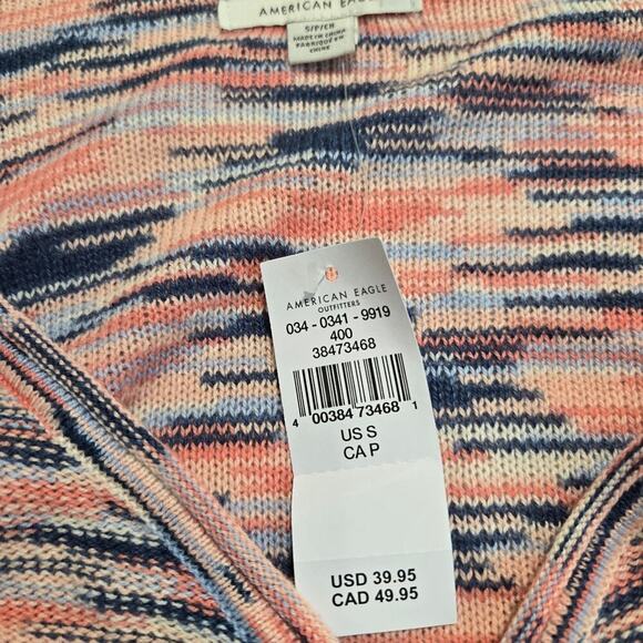 American Eagle Outfitters Space Dye Long Sleeve Knit Crop Top Sweater Sz S Boho - Picture 3 of 12